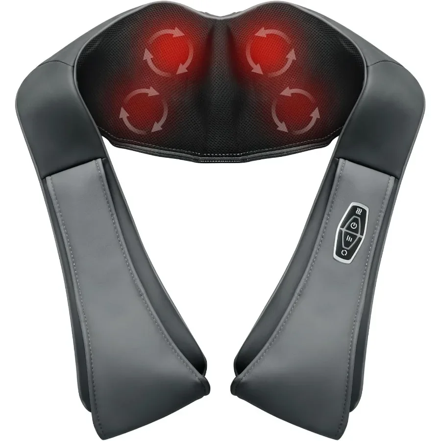 

Cordless Shiatsu Neck Back Massager for Pain Relief Deep Tissue with Heat 3D Kneading Massage Pillow Back Shoulder Massager for