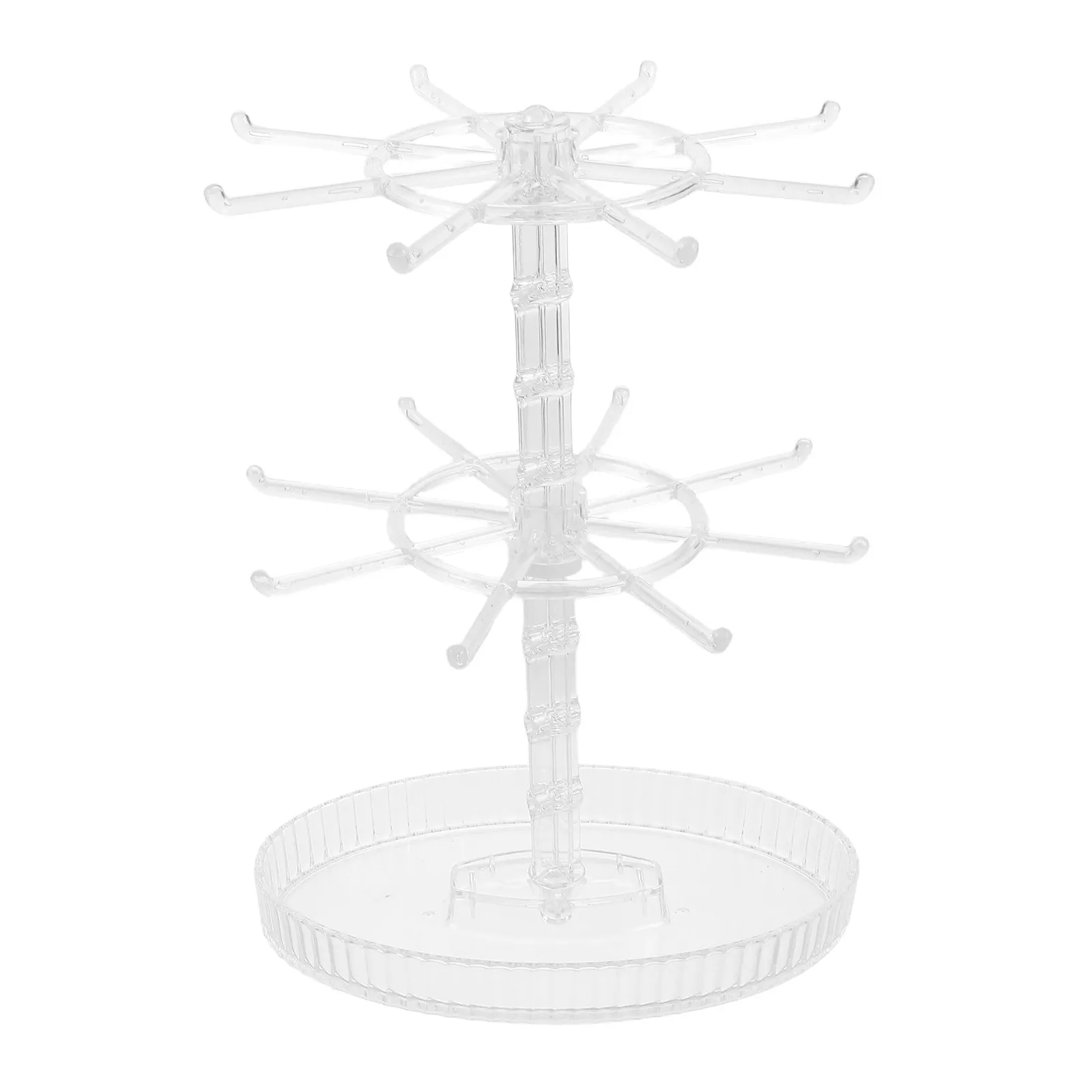 2 Tier Rotating Jewelry Stand Spinning Display Organizer for Necklaces Bracelets Earrings Rings Keychains Dressing Table Counter
