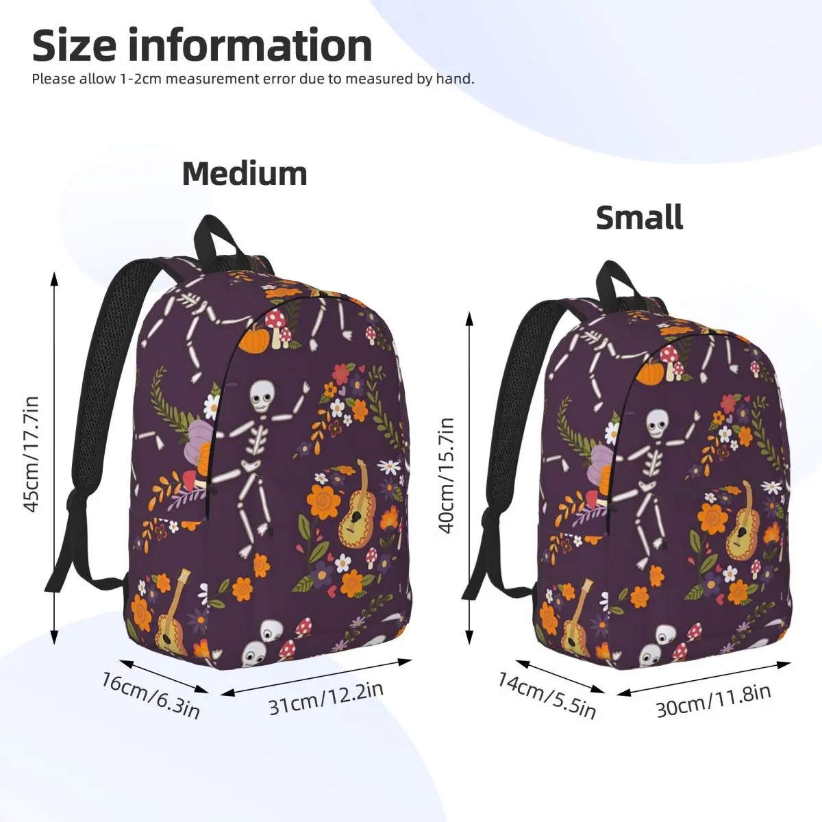 Halloween Barn Dance Dancing Skeletons Floral Backpack Daypack Large Capacity BookBag School Bag Shoulder Bags for Men Women
