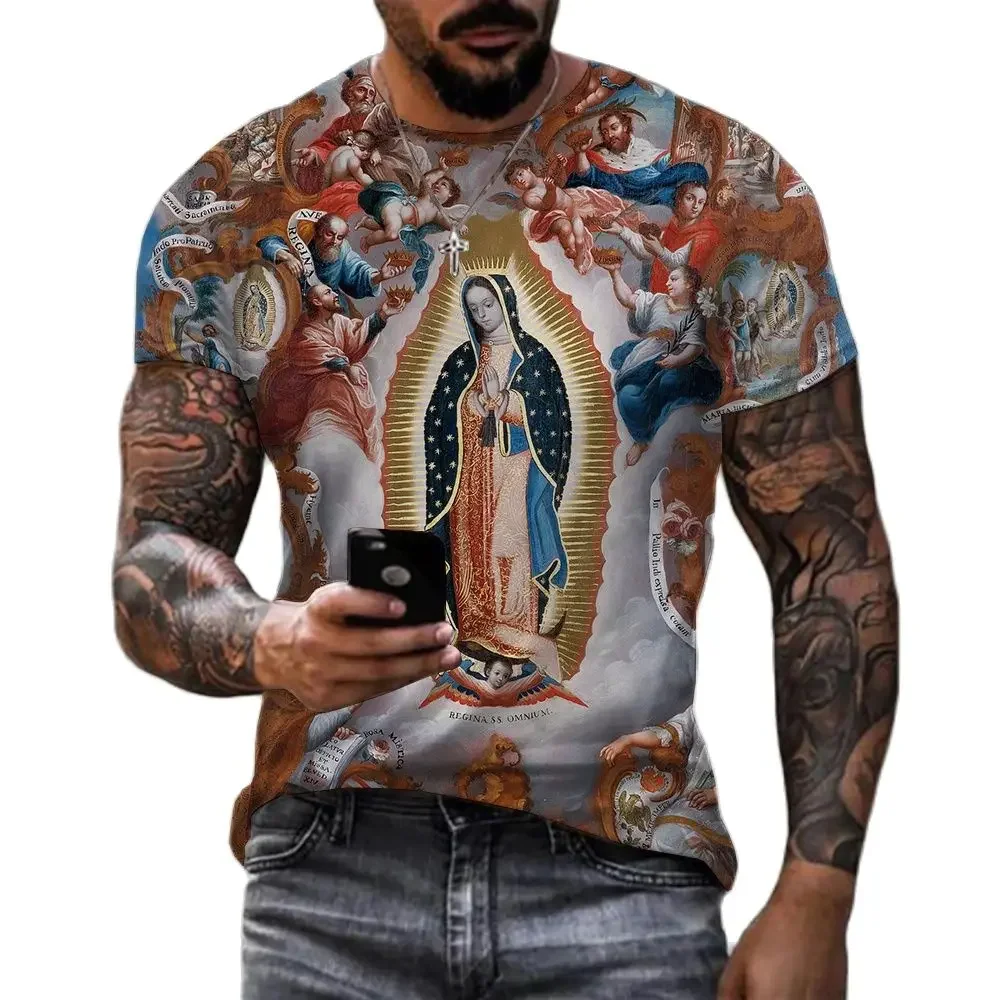 Men Women 2024 High Quality Guadalupe Virgin Mary Catholic Cosplay 3D Printed T-shirt Unisex Fashion Casual Oversized Tops