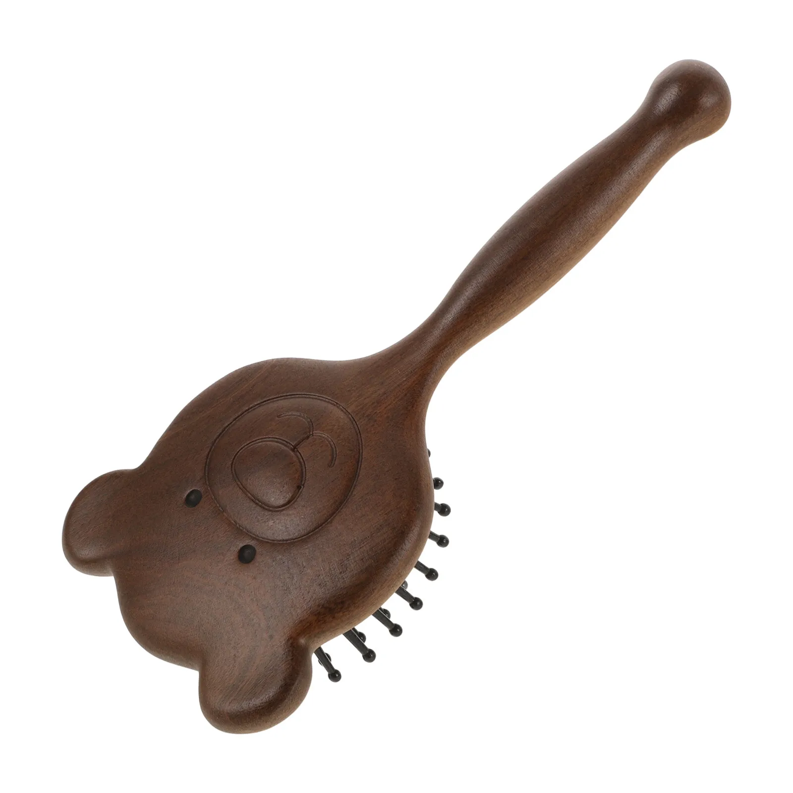 

Cute Bear Shaped Wooden Massage Cushion Scalp Brush Detangler Slick Back Tool Portable For Curly Wet Hair Hair Care