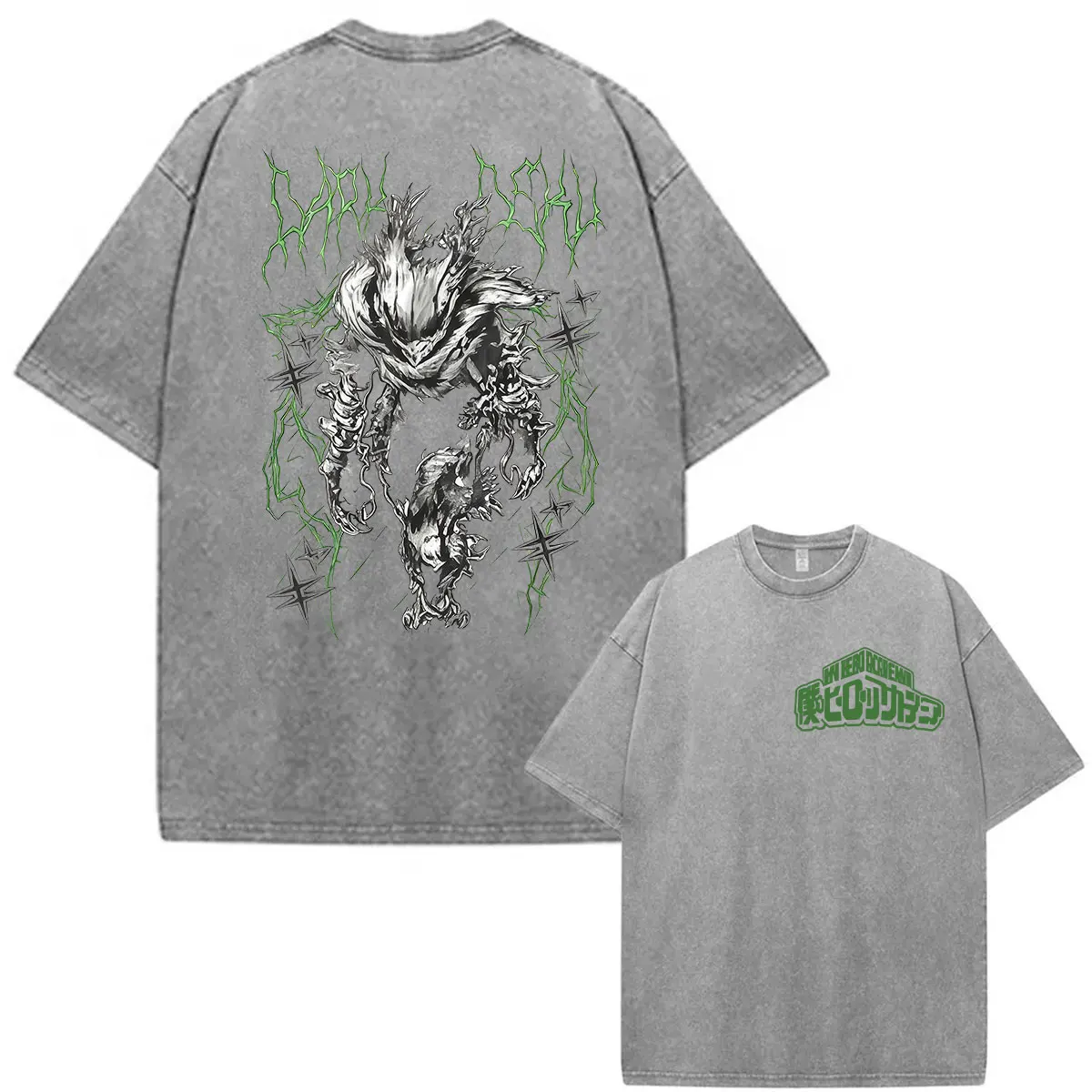 Anime My Hero Academia Izuku Midoriy Vintage Washed T Shirts Men Women Harajuku Fashion Gothic Short Sleeve T-shirts Streetwear