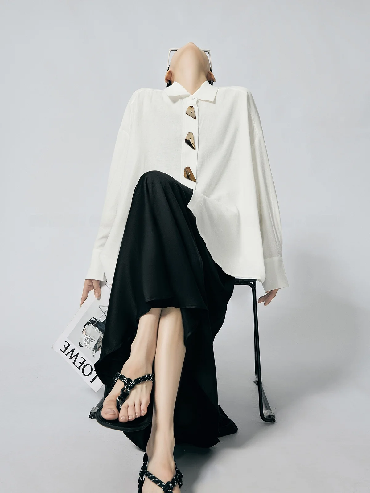 

White irt Women's Inner Wear Design Sense Top Coat Early Autumn New Sle Commute Sle Straight Tube Polyester Fiber