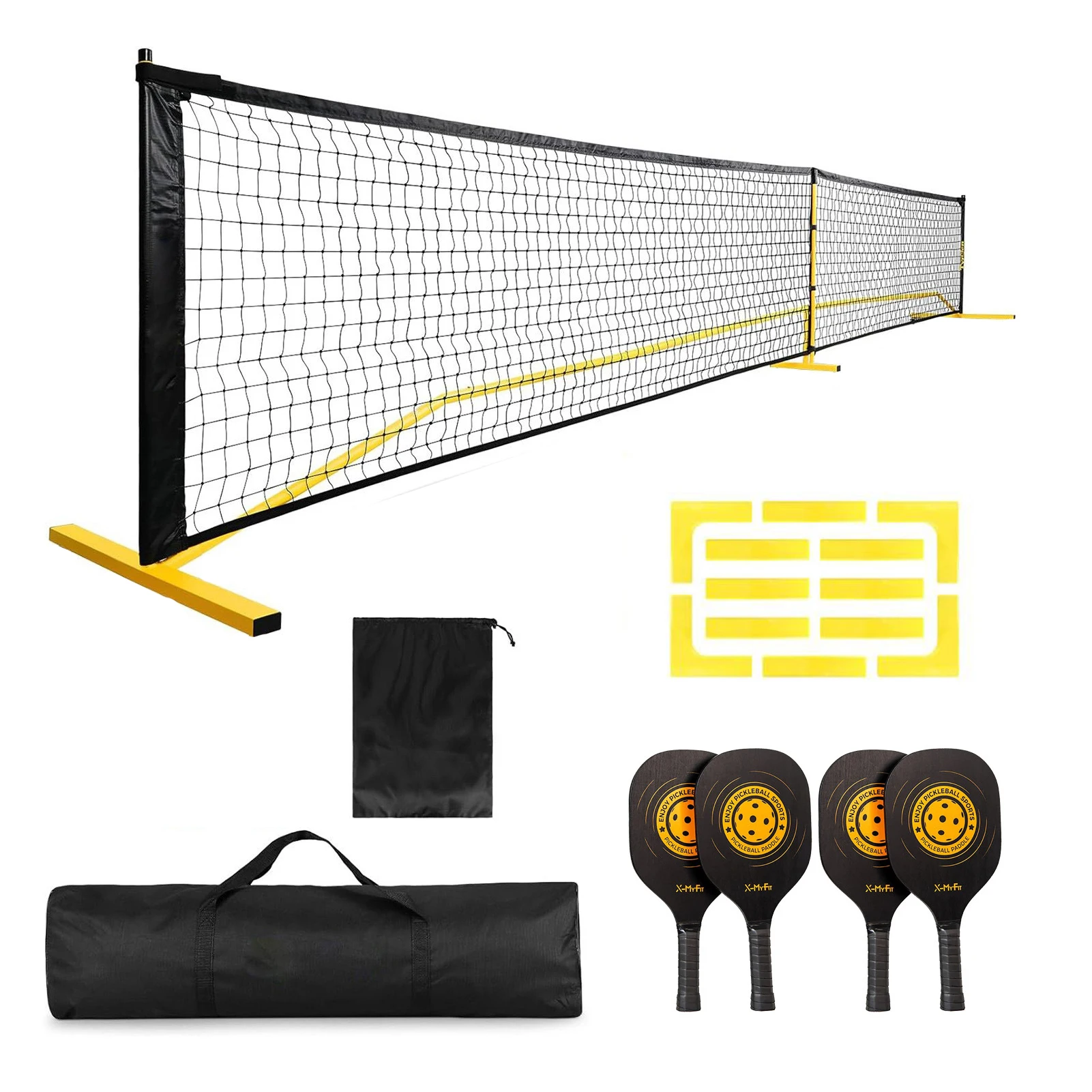 

Tennis Net for Driveway Tennis Balls Rackets Net with Court Marker Portable Tennis Net with 4 Rackets, Carry Bag for Driveway Backyard