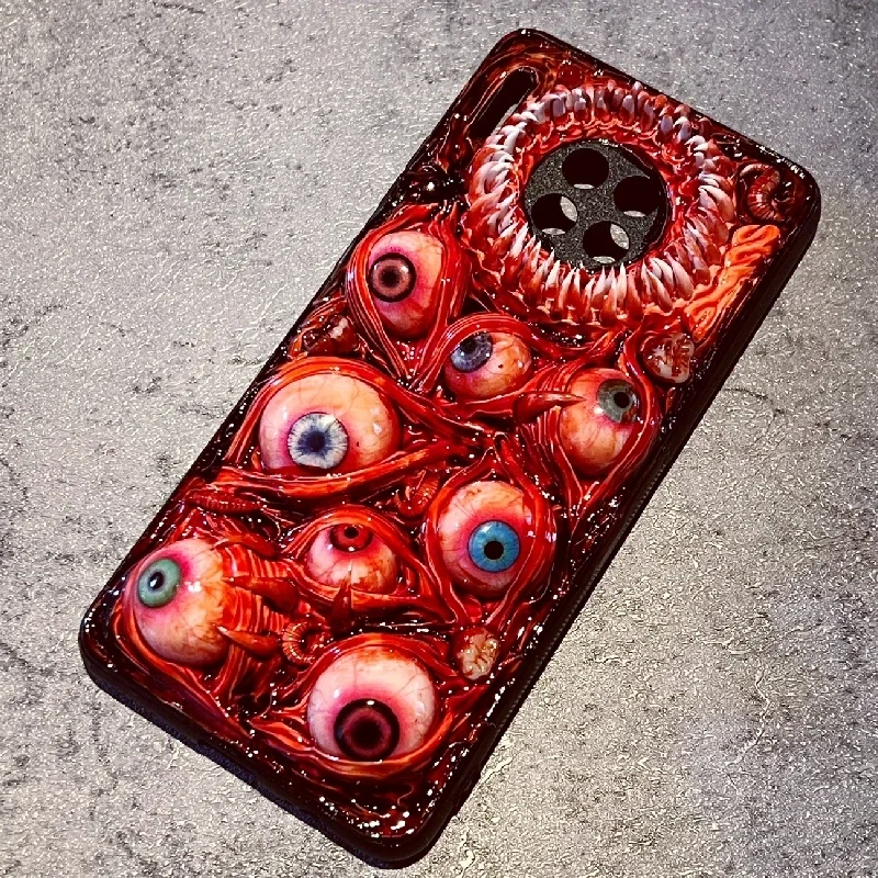 4193 Original 3D Handmade Mobile Phone Case Cthulhu Eyes Bloody Tentacles Cute Gothic Punk Art Mobile Phone Case Custom Gift