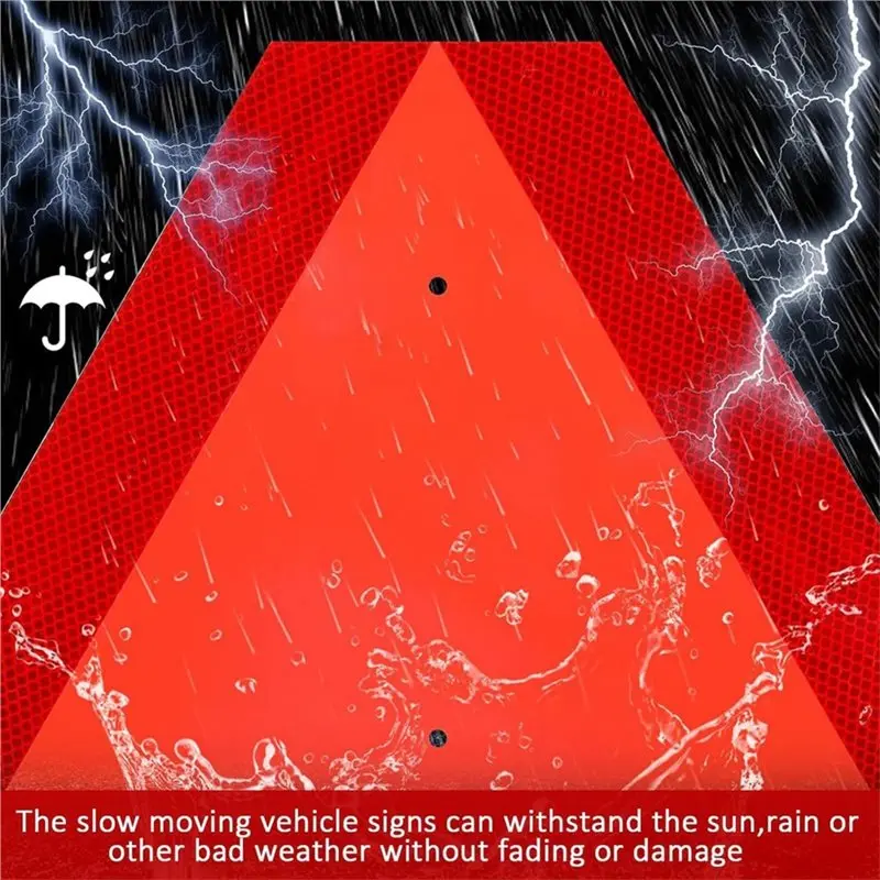 M11K-UV Protected 14 X 16 Inches Aluminum Safety Triangle Sign 2Pcs Waterproof, Weatherproof For Slow Moving Vehicle Indicator