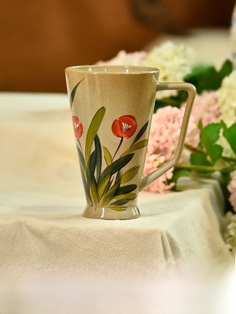 

Ручная роспись, большие кружки Capaci Cerc, дизайн тюльпана, пивная чашка, кофейная чашка, чашка для завтрака, молока, чашка для воды для домашнего офиса, Ce