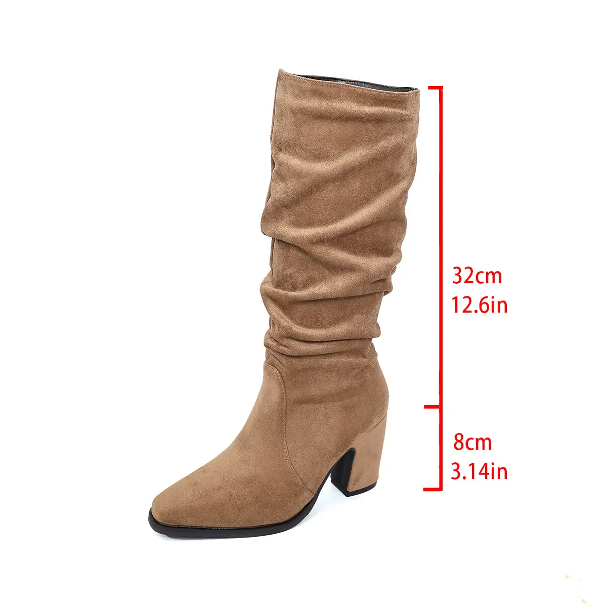 الرجعية أضعاف الانزلاق على أحذية عالية في الركبة أحذية للنساء 2025 جديد جولة رئيس كعب مربع السيدات عالية الكعب أحذية نسائية كبيرة الحجم