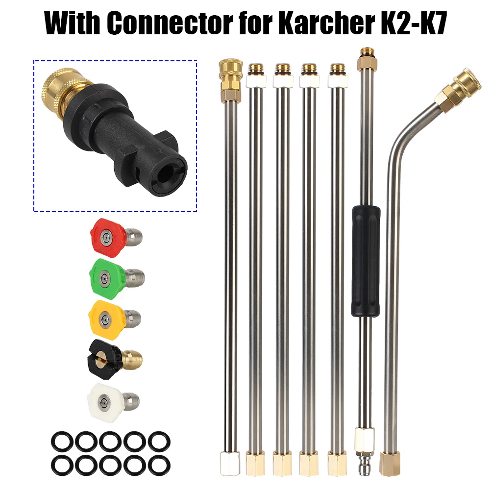 

With 5 Quick Nozzles Roof Cleaner For Karcher K Series Powerful Water Spray Lance Extension Wand Nozzle Car Washer Metal Jet