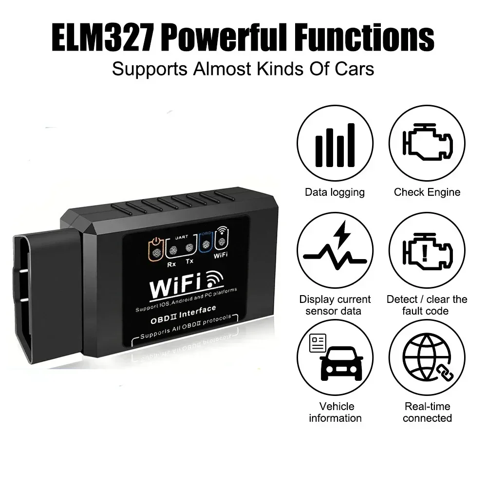 ELM327 WiFi OBD2 Code Reader Scanner Car Diagnostic Tools V1.5 WIFI For Android/IOS/PC OBD2 Interface Adapter 16PIN
