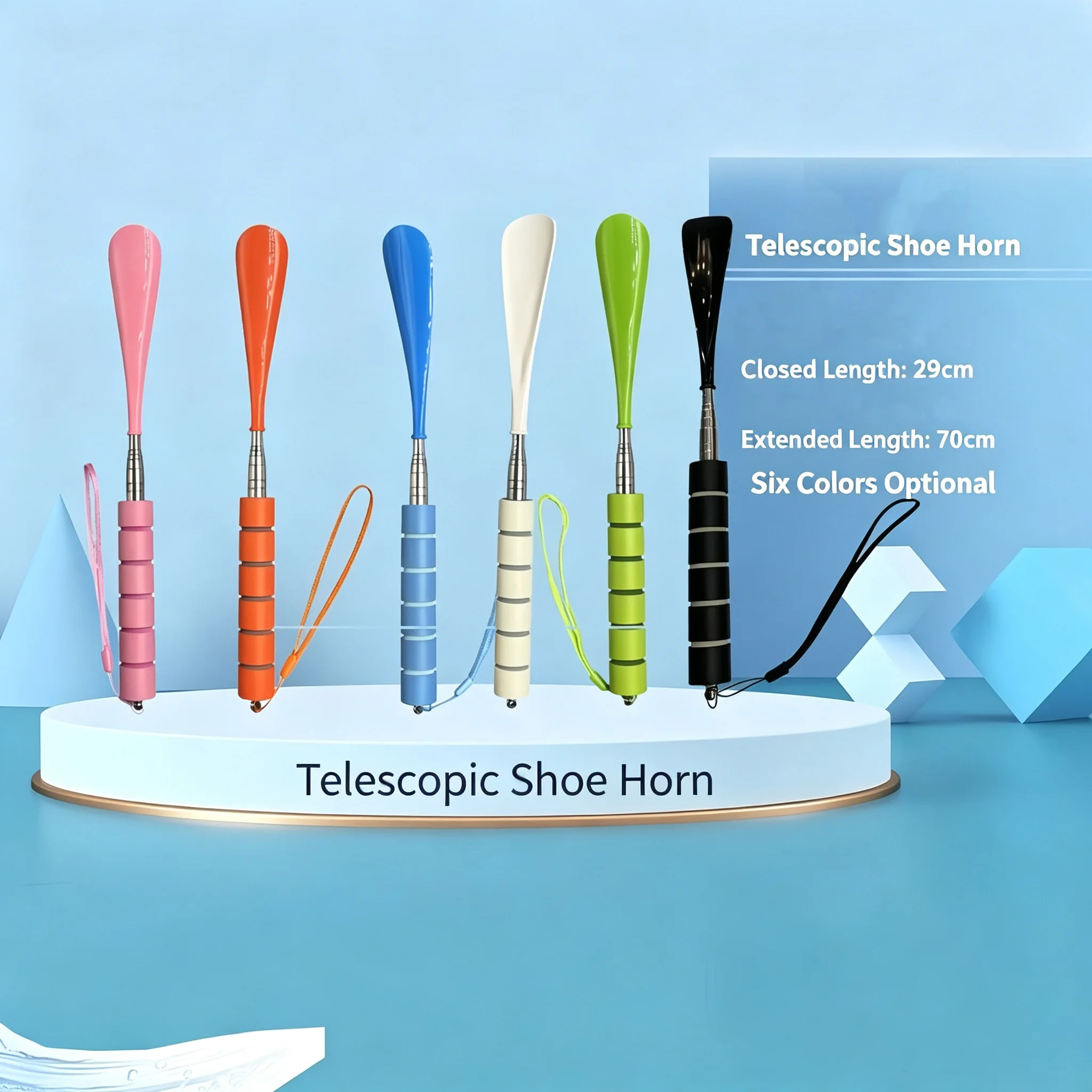 Adjustable Telescopic Shoe Puller Foam Handle Stainless Steel Free Adjustable Extension Handle Household Shoe Puller
