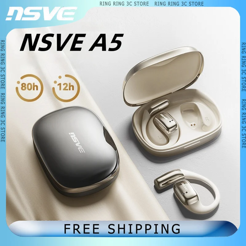 

NSVE A5 Wireless Earphone Noise Reduction Bone Conduction Bluetooth 5.4 Long Battery Life Sports Headset Customized Headphones