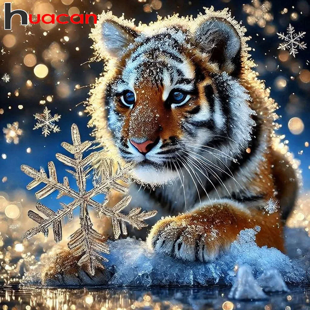 

Huacan Diamond Painting Tiger Winter Diamond Embroidery Animal landsacape New 2025 Handmade Gift