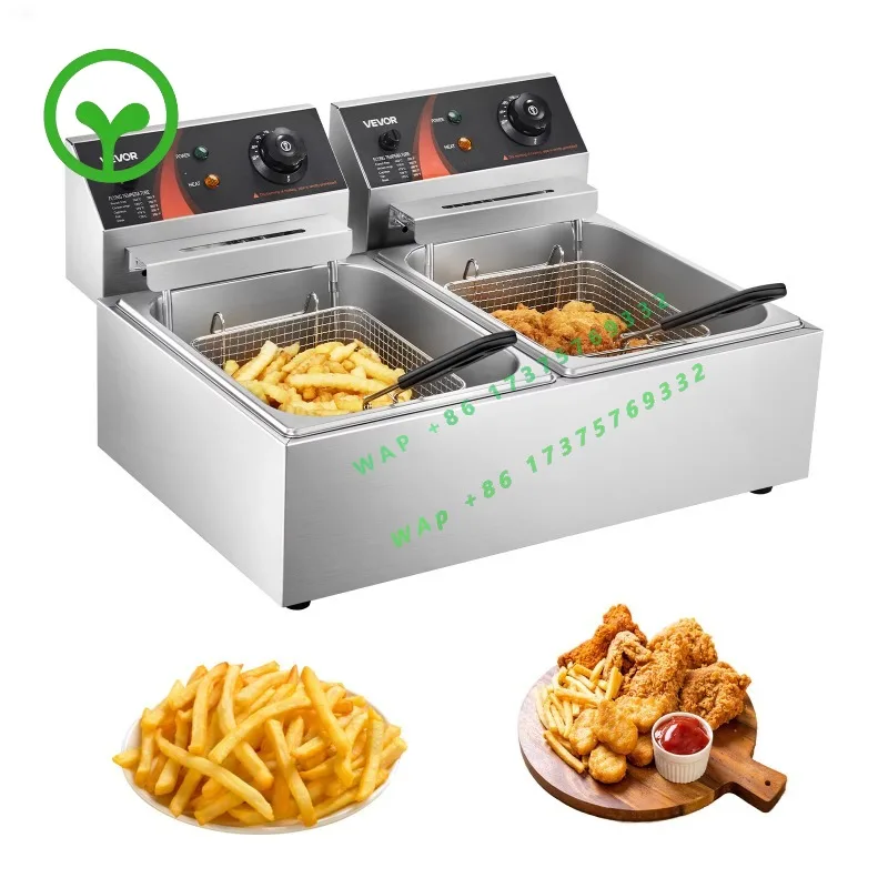 【Premium】SucceBuy 12L Electric Deep Fryers Dual Tanks for Fast Food Restaurant or Camping Picnic Fried Chicken Frying Chips Fren