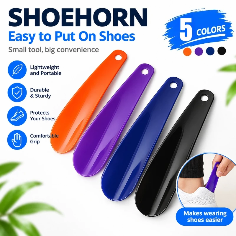 1Pc Small Mini Plastic Shoe Horn Long Handle Shoehorns for Unisex Colorful Portable Travel Shoehorn Lightweight Shoe Insert Tool