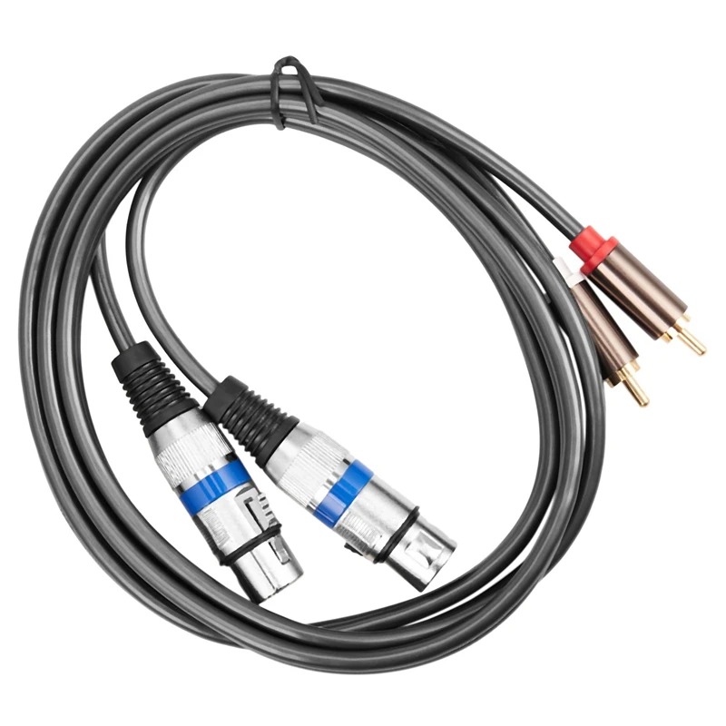 New 4X Hifi Audio Cable 2 Rca Male To Xlr 3 Pin Female Mixing Console Amplifier Dual Xlr To Dual Rca Shileded Cable 1.5M