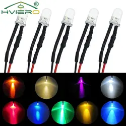 5X F5 5mm Round 20cm Pre Wired DC 12V LED Lamp Light Bulb White Red Blue Green Yellow  Warm  Diode Emitting Diodes