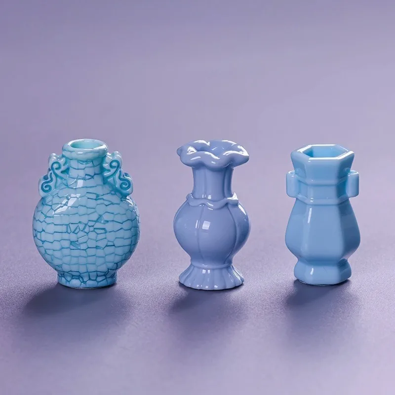 Miniature Resin Vase Decor Micro Landscape Simulation Antique Decor Vase,Resin Decor DIY Accessories Doll House Desktop Ornament