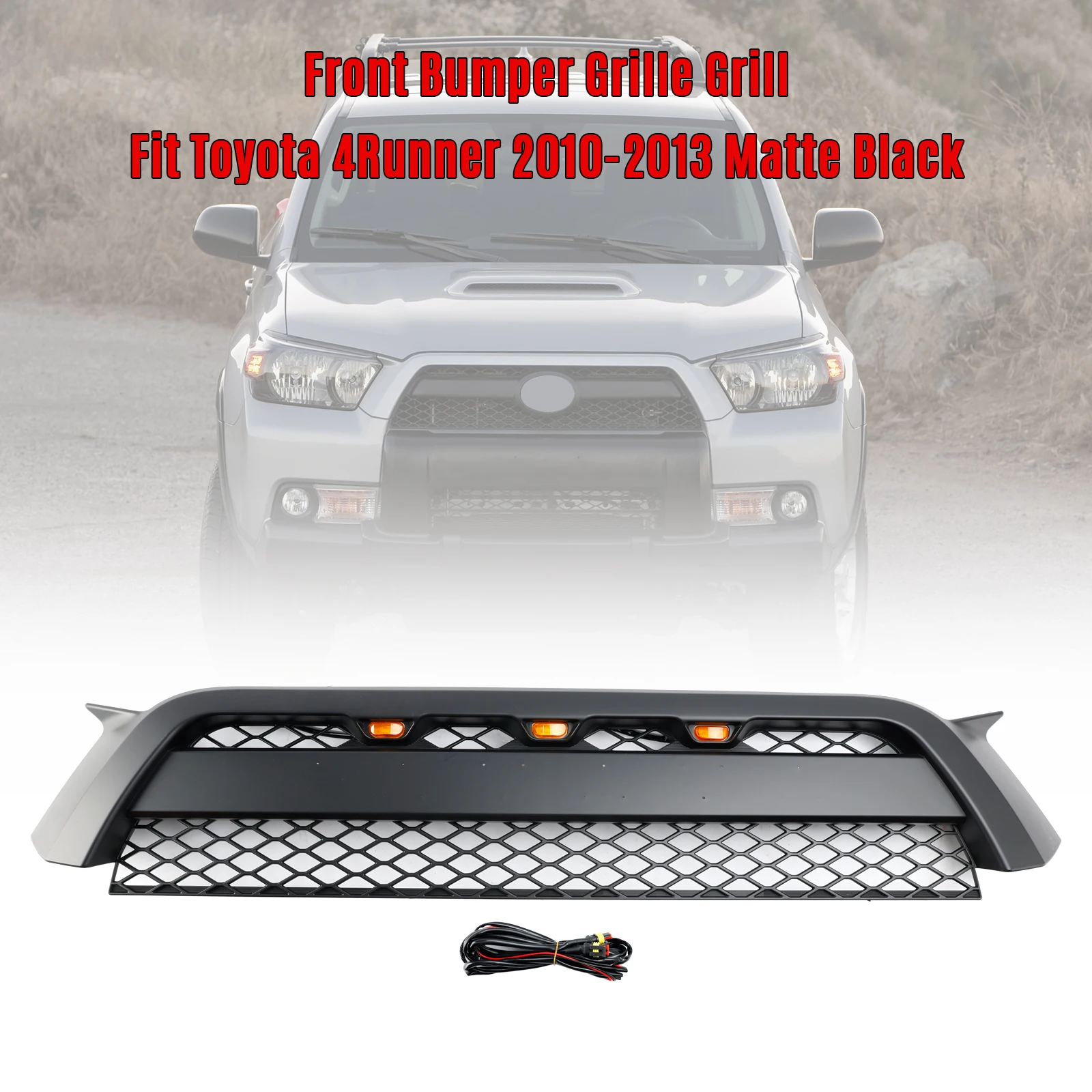 Artudatech TRD Pro Style Front Bumper Grill Grille Fit Toyota 4Runner 2010 2011 2012 2013 Matte Black