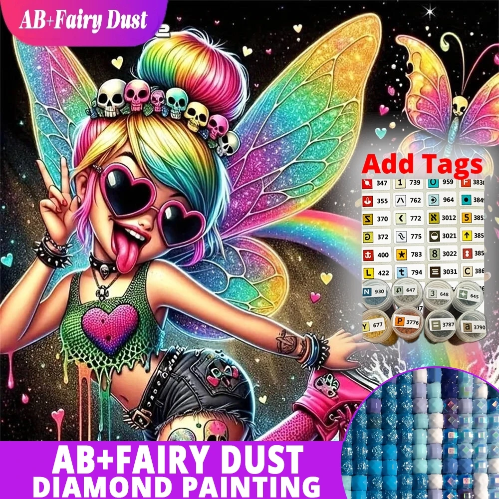 

AB сказочная пыль Новое поступление Алмазная вышивка портрет девушки эльф DIY мозаика картина бабочки стразы живопись ручная работа хобби