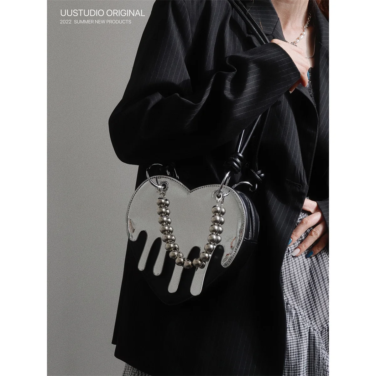 Japanese Dark Gothic Style Cosplay Helloween Lolita Girls Bag Y2k  Dissolve Love Handsome Metal Zipper  Shoulder  Handbag