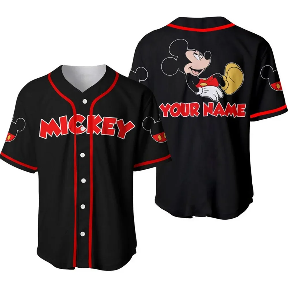 Disney-Maillot de baseball Goofy Minnie, haut imprimé personnalisé, haut simple à col rond, série Disney, tureMouse