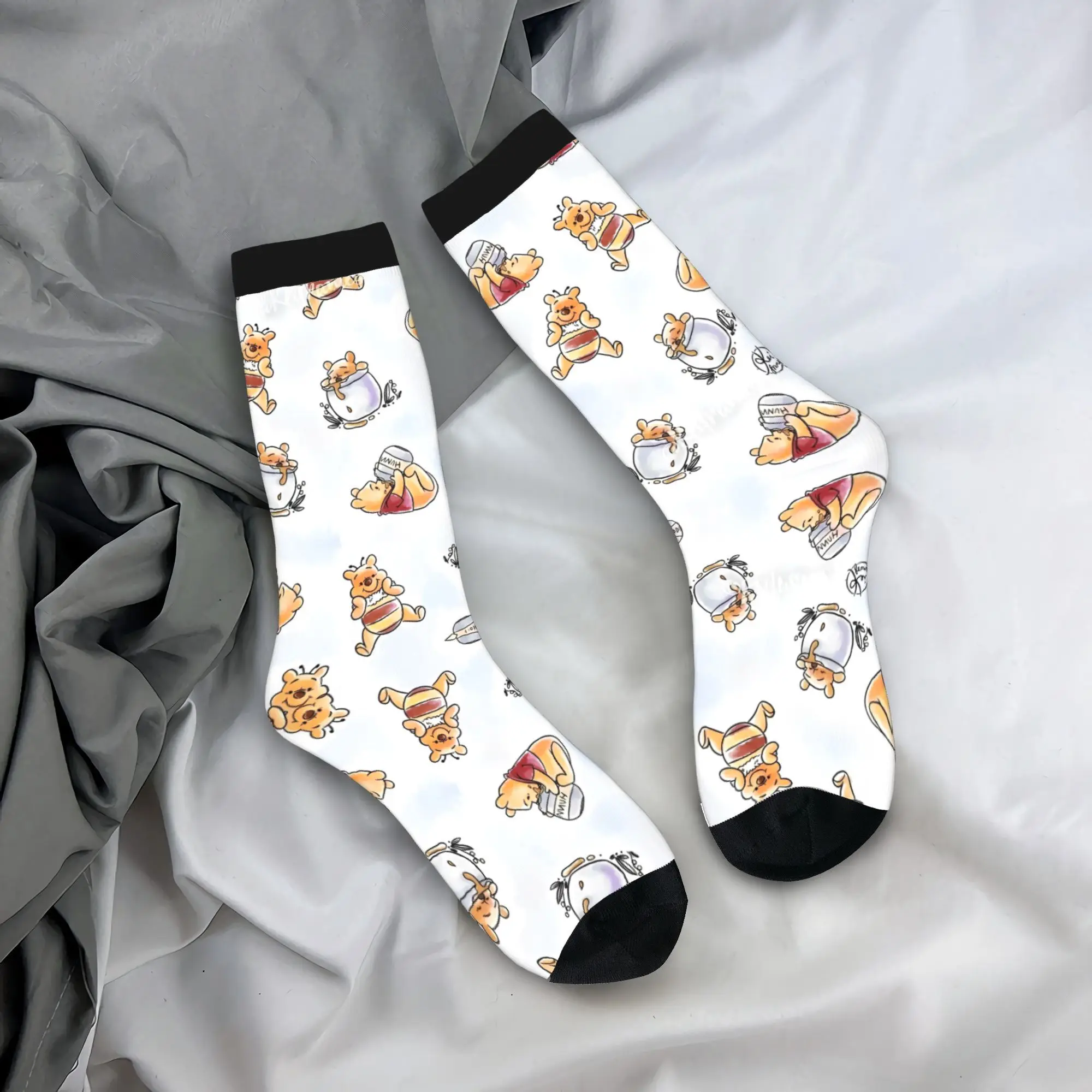 

Men's Socks Winnie The Pooh Group Kawaii Cartoon Stockings Anti-Slip Soft Breathable Socks Autumn Modern Pattern Climbing Socks