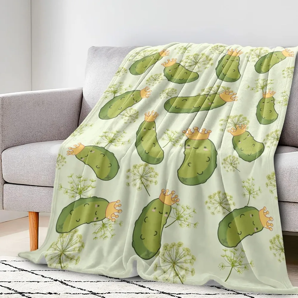 Dill Pickles Blanket Pickle Gifts for Women Girls Boys Soft Flannel Cozy Warm Lap Throw Blanket for Kids Adults