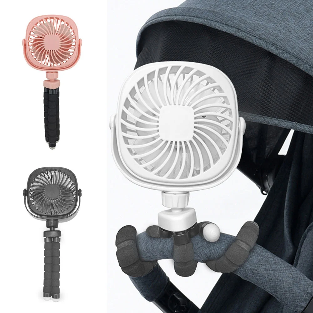 

Stroller Fan Portable Handheld Baby Bed Fan USB Rechargeable Battery Operated 3 Speed Mini Electric Octopus Fan