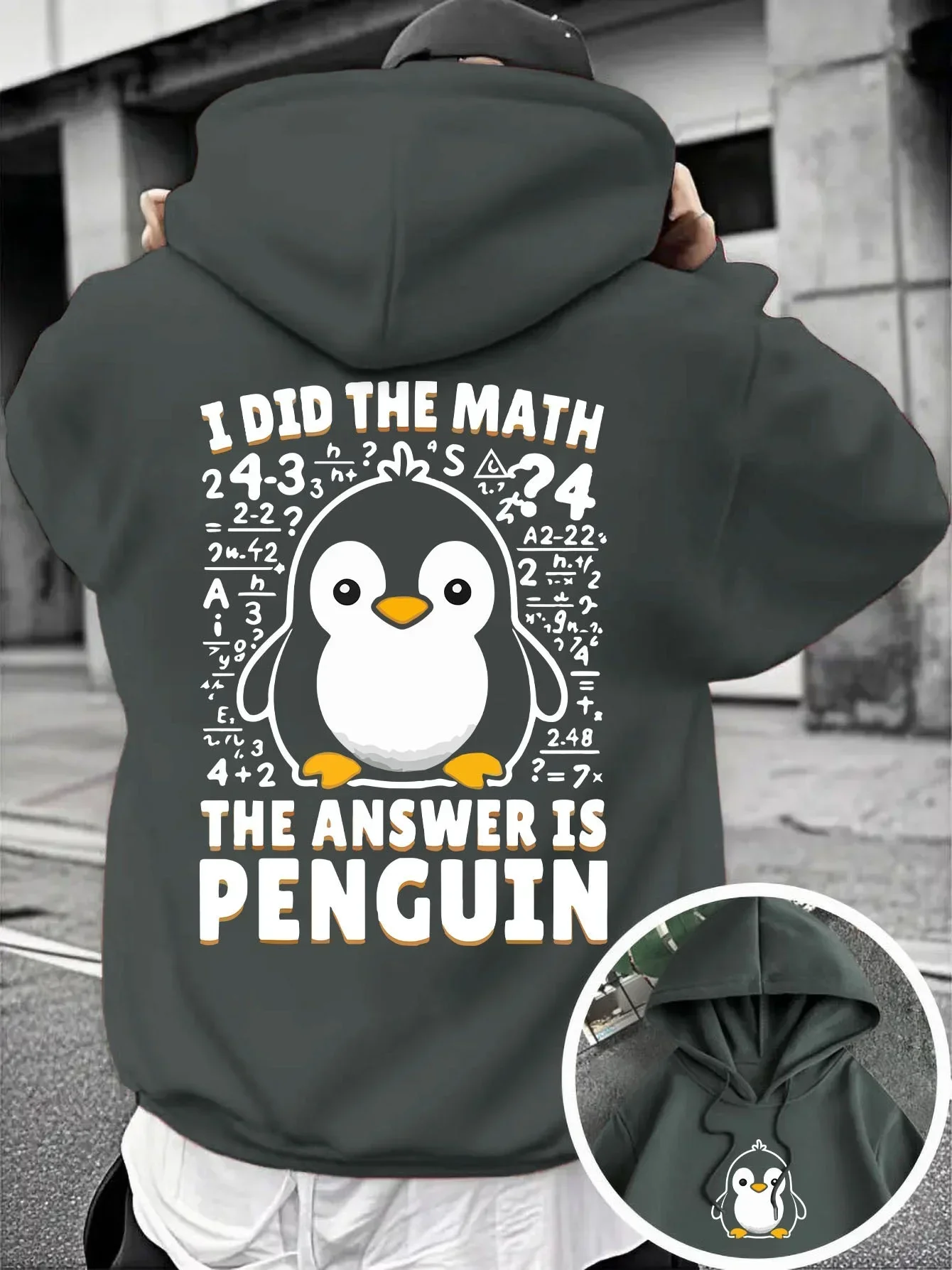 Math Hoodie Unisex Penguin Funny Joke Cartoon Cute Animal Humor Gift Quote Sarcastic Trendy Oversized Sport Sweatshirts