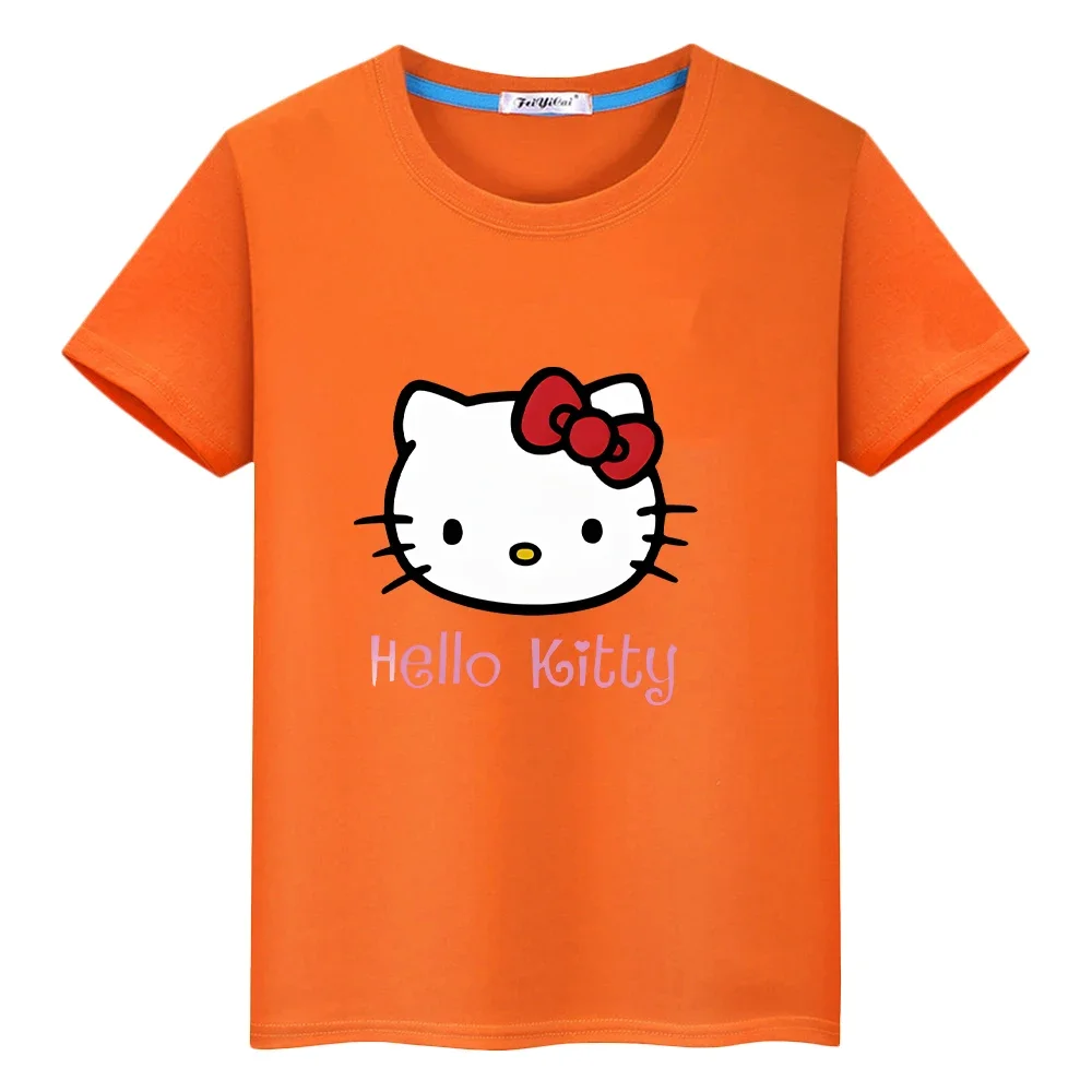 hello kitty clothes Print 100%Cotton t shirt for kids boy 10year pride tshirt Kawaii Anime Short y2k one piece kids clothes girl