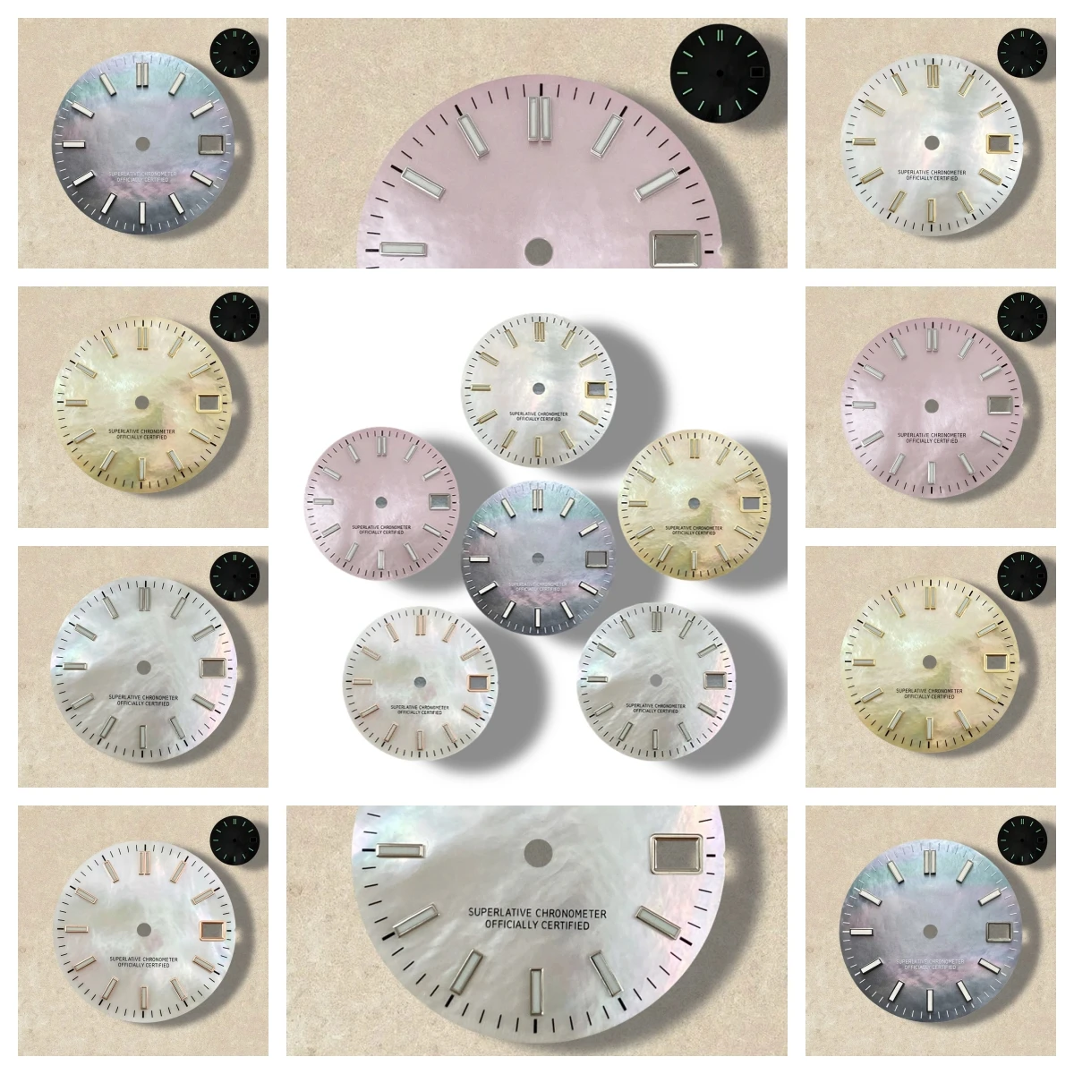

28.5mm S Logo Fritillaria Dial Fit NH35/NH36/4R/7S Japanese Movement Green Luminous High-Quality Watch Modification Accessories