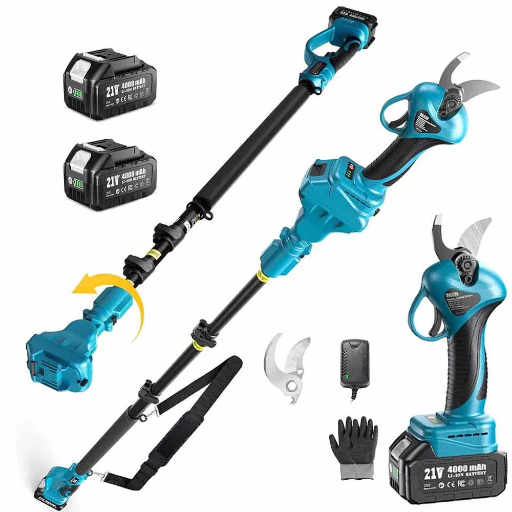 SEESII 2-in-1 33mm Brushless Electric Scissors w/4.9-9FT Telescopic Pole SK5 Blade Cordless Pruning Shears Garden Care for Makita 18V Battery Pin