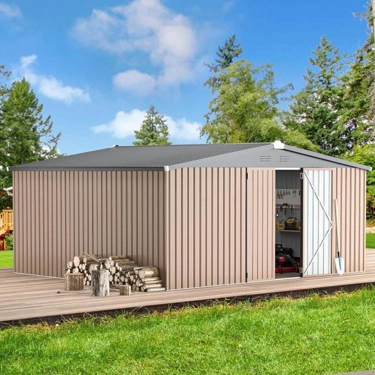 

14' x 12' Shed Outdoor Metal Storage, Large Storage Sheds & Outdoor Storage Clearance 14' x 12', Large Steel Yard Shed,