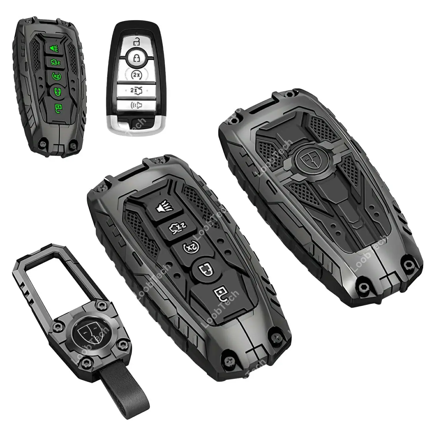 

Heavy Duty Zinc Alloy Key Fob Cover For Ford F150 F250 Explorer Keychain Key Protector Metal Key Case