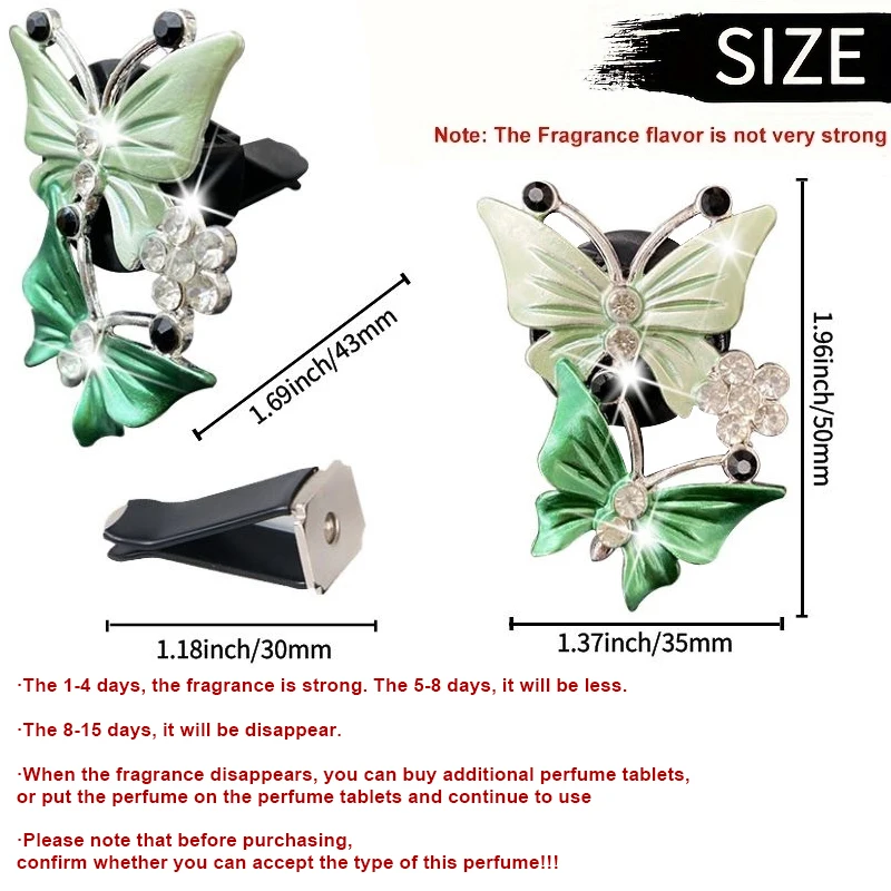 Car Air Conditioning Outlet Perfume Decoration Clip Dual-color Double Butterfly Air Purification Decoration Clip Car Interior image 5