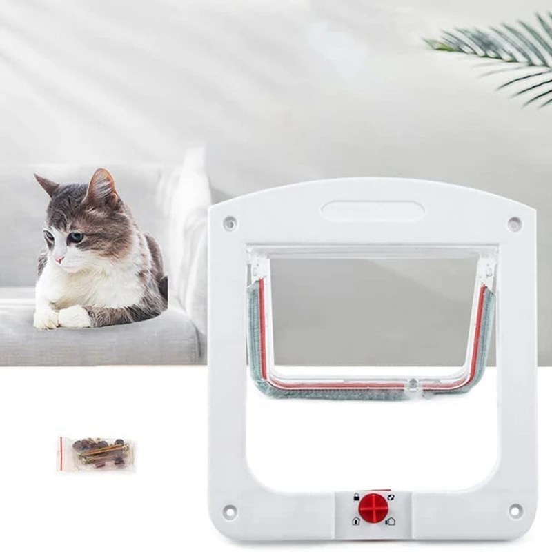 Cat Door 4 Way Pet Locking Door, Convenient Safe Access For Your Pets The Perfect Cat Door