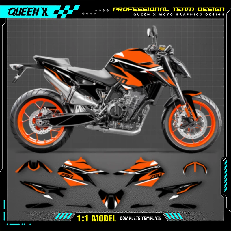 

Queen X MOTOR Motorcycle Graphics Background Decals Sticker Kit For KTM Duke 790 890 Adventure 2021 2020 2019 2018 003