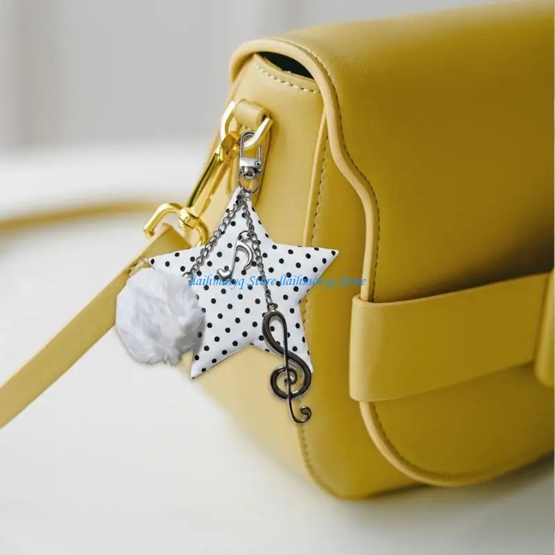 573B Dot Star Musical Note Keychain Fashion Resin Keyring For Bag Charm