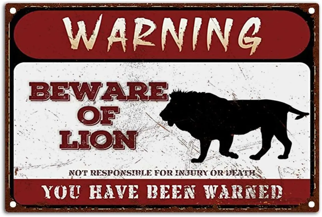 

Warning Signs Retro Beware Of Lion Metel Tin Signs Funny Beware Animal Decorative Signs Vintage Easter Day Wall