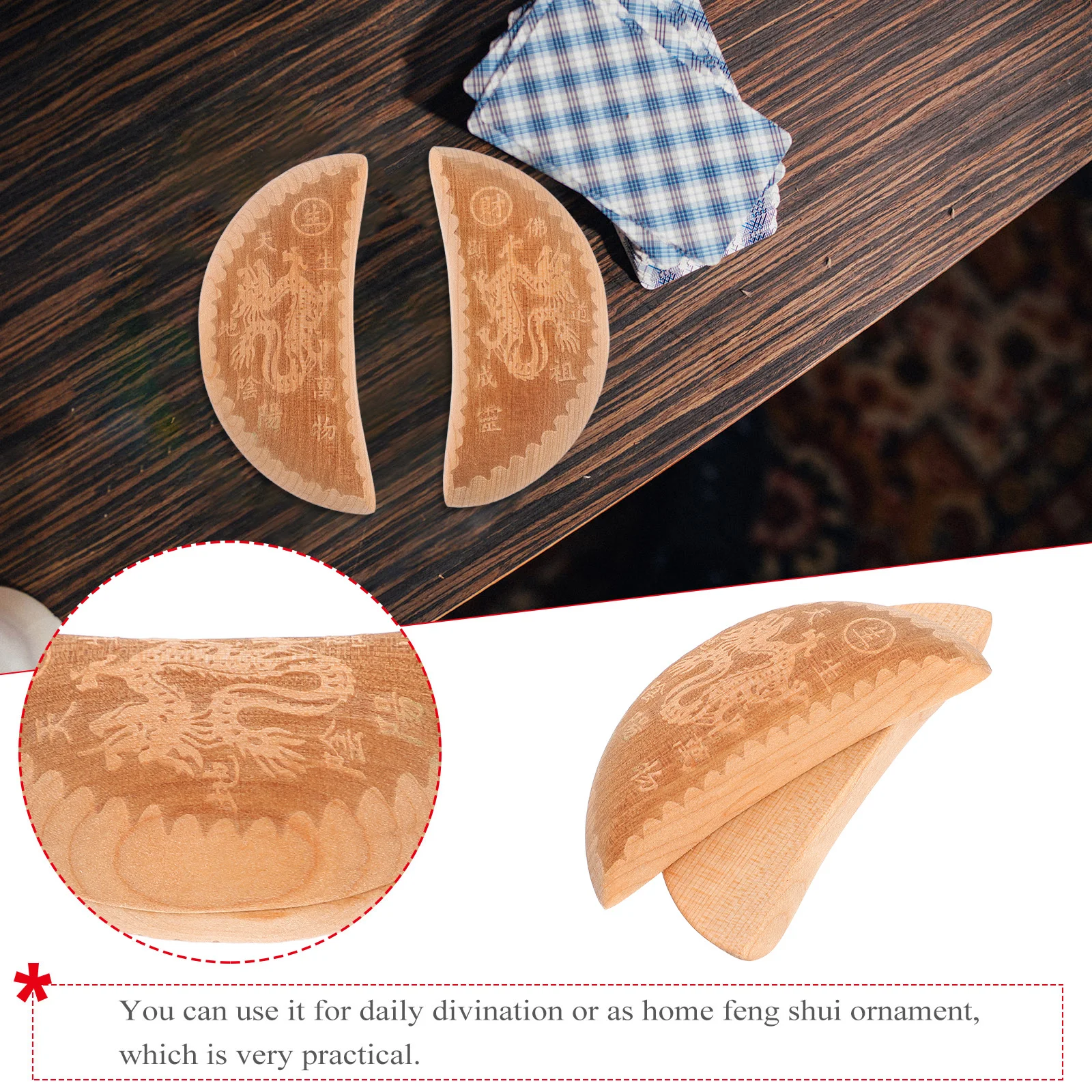 1 زوج أكواب العرافة الصينية التقليدية الكهانة الروحية المنزل مذبح خمر الدعامة أداة زخرفية الرجعية