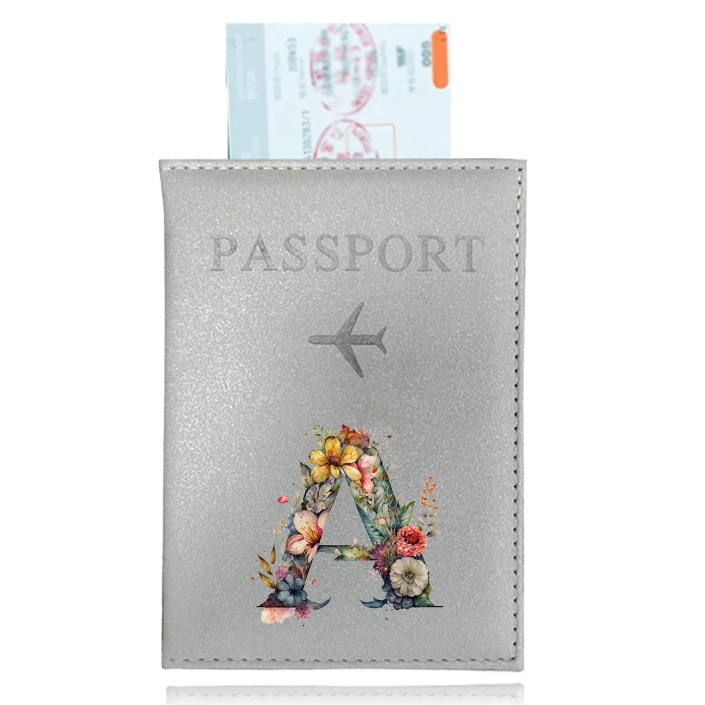 Juste de protection pour passeport, portefeuille de voyage, porte-cartes, porte-billets d'avion, sac de rangement, série d'impression de lettres florales