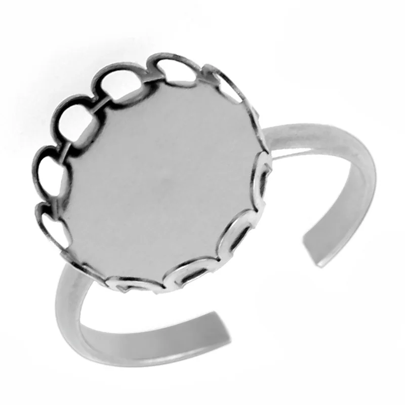 50pcs Stainless Steel Ring Bases fits 10 12 10x14mm Round Oval Bezel Cameo Cabochons Open Rings Settings Findings DIY Crafts