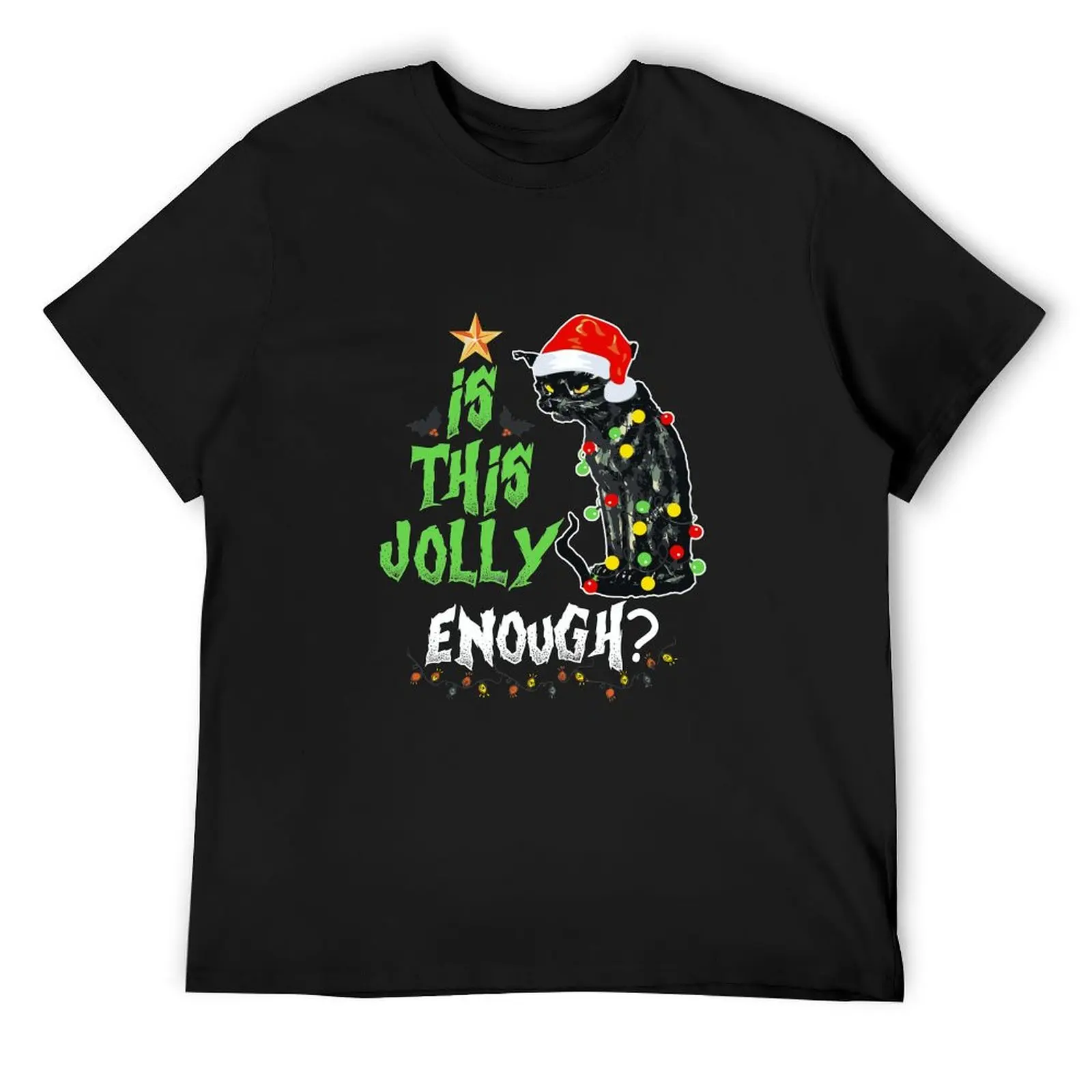 

Halloween Is This Jolly Enough Noel Cat Merry Christmas T-Shirt graphics rapper graphic tees mens clothes