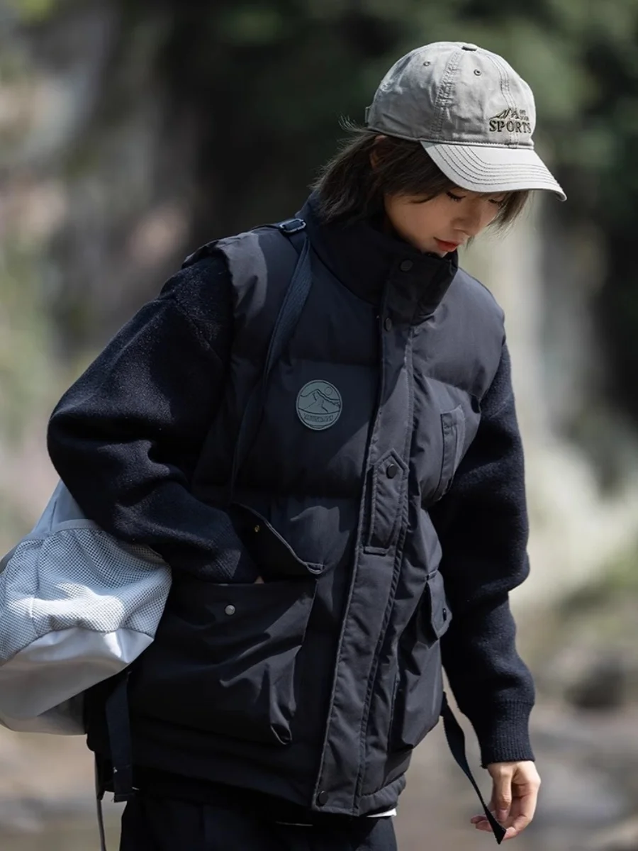 

Ретро японский Sle Thiened хлопковый жилет мужской осенне-зимний теплый воротник-стойка Svel Jaet молодежная модная повседневная одежда