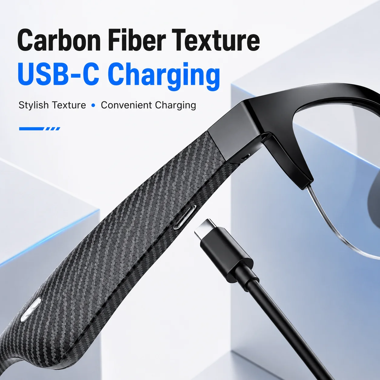 Smart Audio Glasses Bluetooth 5.4 Photochromic Glasses Open Ear Audio Touch Control Camera Remote USB C Charging