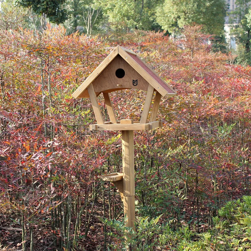 

Customizable Outdoor Solid Wood Bird Feeder Feeder Sparrow Pigeon Bird Cage Bird Nest Balcony Garden Villa