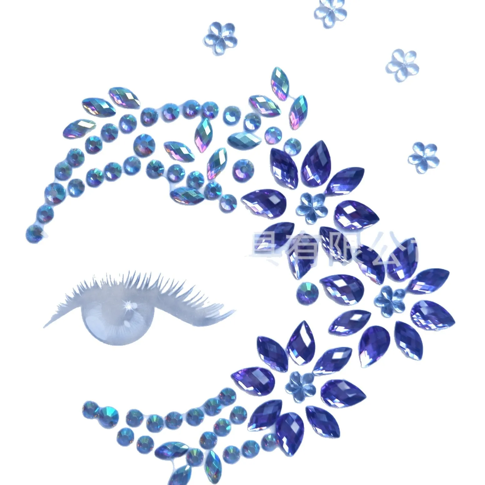 Hot Selling Half Face Crystal Rhinestone Stickers Self Adhesive Sparkling Acrylic Gems for Festival Stage Makeup Face Art