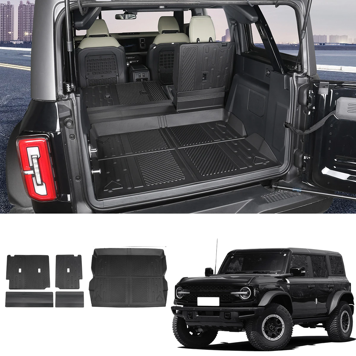 Ford Bronco specific trunk seat backrest TPE tailstock pad waterproof, wear-resistant, anti slip pad modification accessories