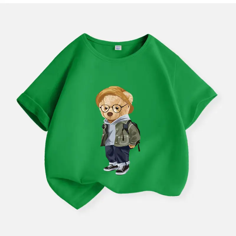 Bear endorsement bag Print Cotton Boys T-shirt Summer Fashion Baby Kids T Shirt Short Sleeves Casual Boy Tshirt Clothes 2-12 Y